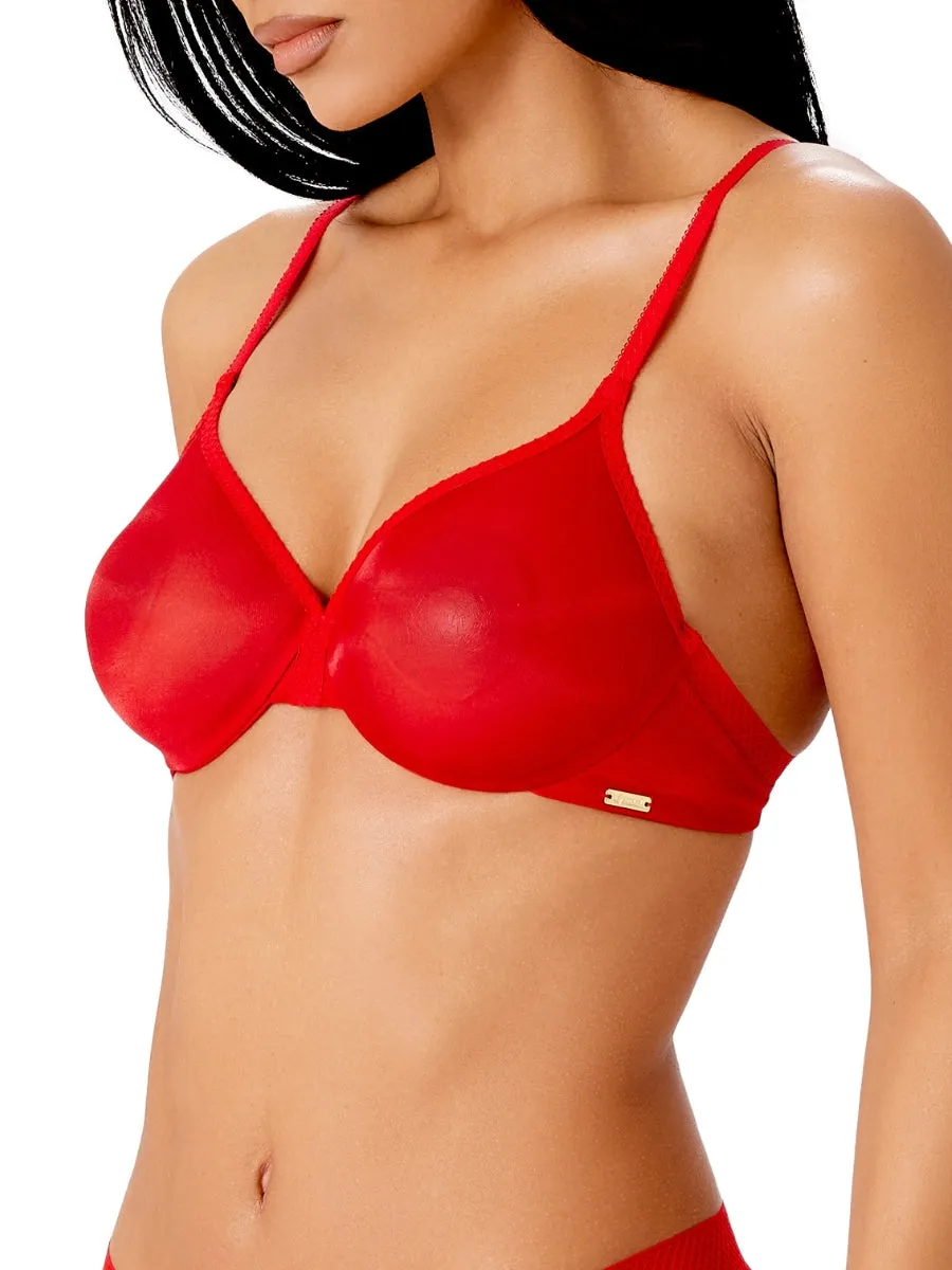 Glossies Sheer Moulded Bra - Salsa Red