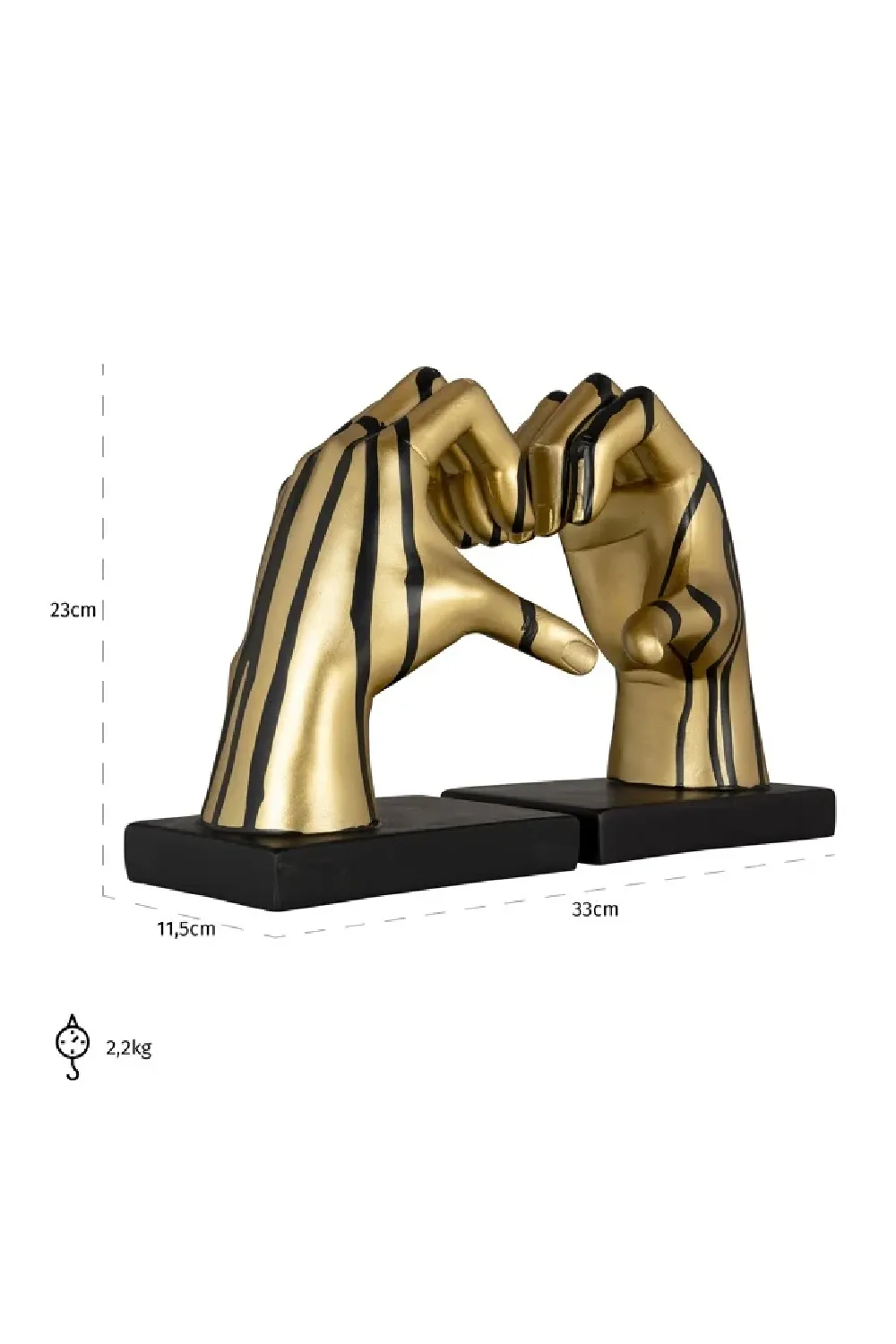 Gold Hand Sculpture Book Ends (2) | OROA Love
