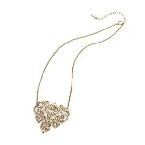 Gold Vintage Swirl Heart Pendant Necklace