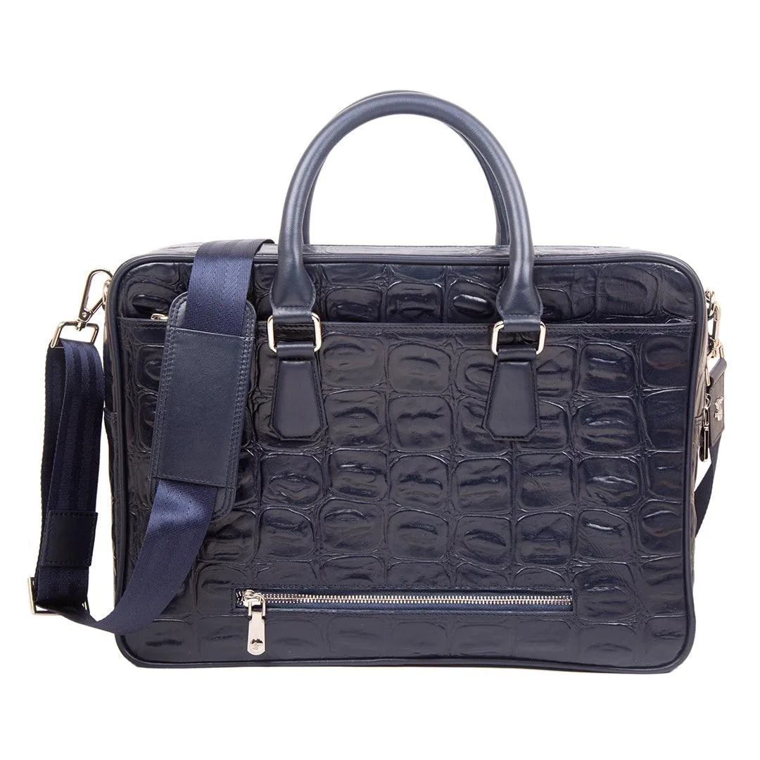 Great Dane | Genuine Leather Leather Portfolio Bag | For Office Use | Colour -  Blue