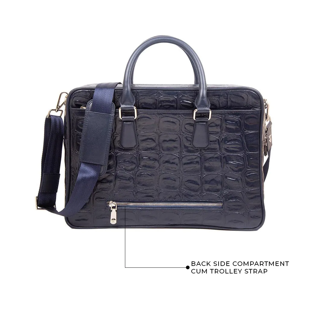 Great Dane | Genuine Leather Leather Portfolio Bag | For Office Use | Colour -  Blue