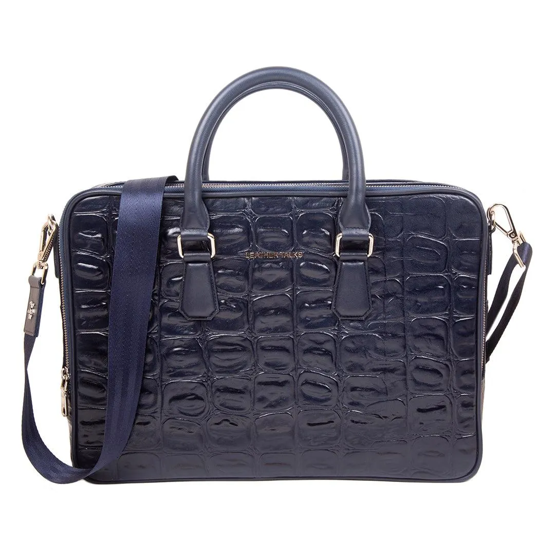 Great Dane | Genuine Leather Leather Portfolio Bag | For Office Use | Colour -  Blue