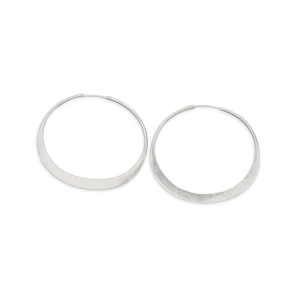 Hand Forged Sterling Silver Hammered Hoops