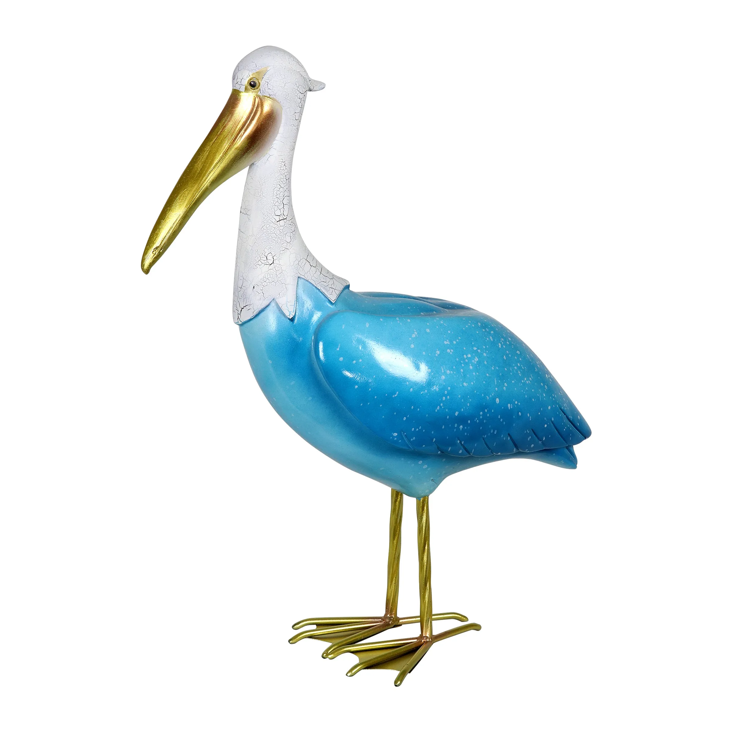 Hand Painted Beach Pelican Garden Statue, 14 by 19 Inches