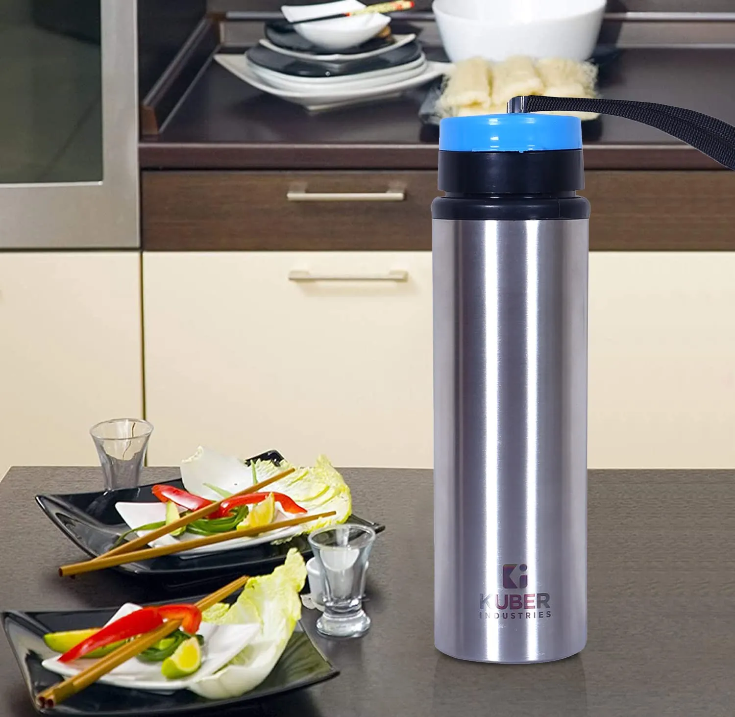 Heart Home Stainless Steel Water Bottle |Refrigerator Bottle For School Kids With Sipper Cap & Handle 750 ML Pack of 2 (Silver)