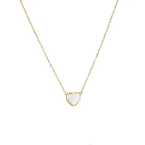 Heart Shape Mother of Pearl Pendant Silver Necklace