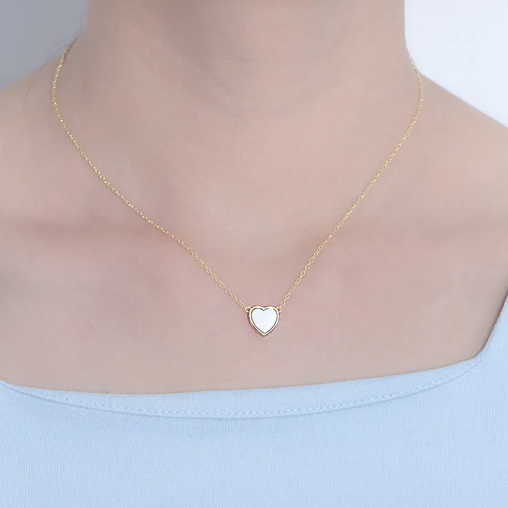 Heart Shape Mother of Pearl Pendant Silver Necklace