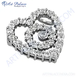 Heart-Shaped CZ Silver Pendant - Elegant Sterling Silver Jewelry