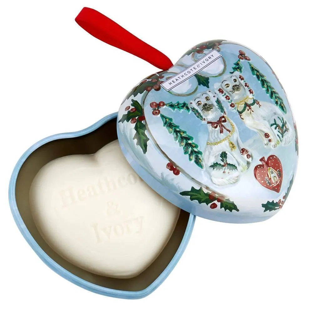 Heathcote & Ivory Hand Nathalie Lete Christmas Edition Scented Soap in Heart Shaped Tin
