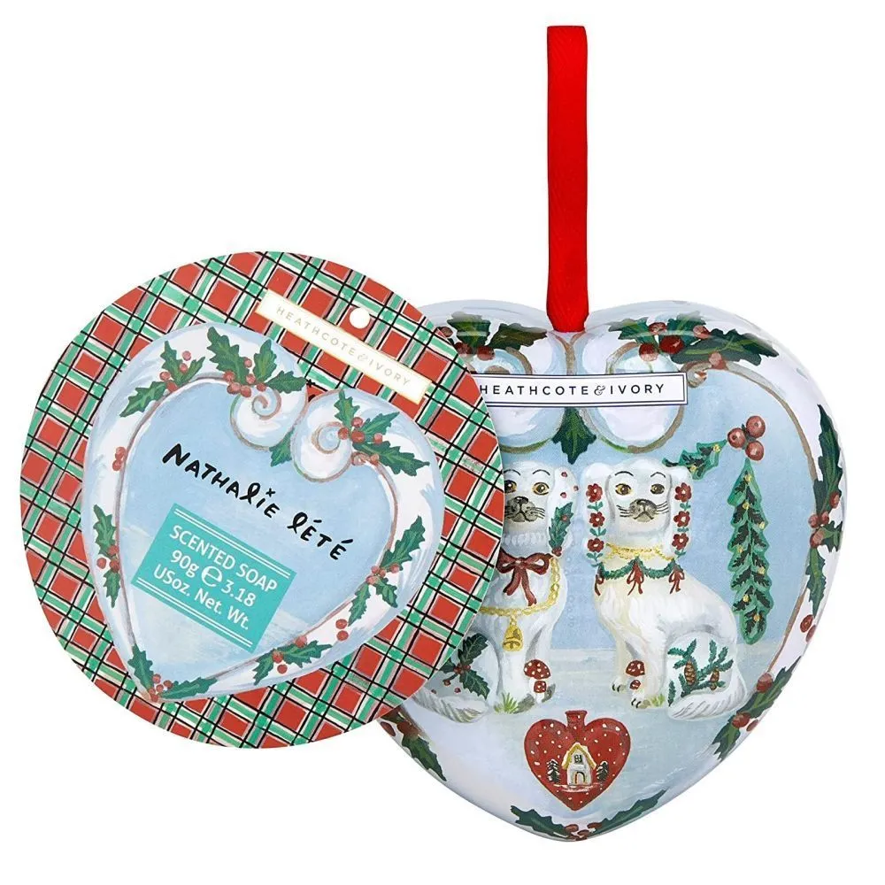 Heathcote & Ivory Hand Nathalie Lete Christmas Edition Scented Soap in Heart Shaped Tin