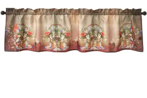Heritage Floral Decorative Window Treatment Rod Pocket Curtain Straight Valance