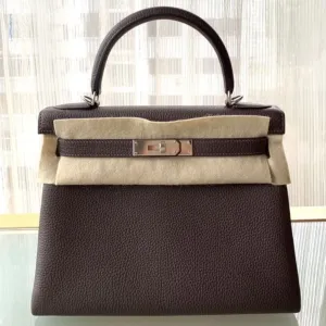 Hermès Kelly 28 Chocolat Togo Palladium Hardware PHW
