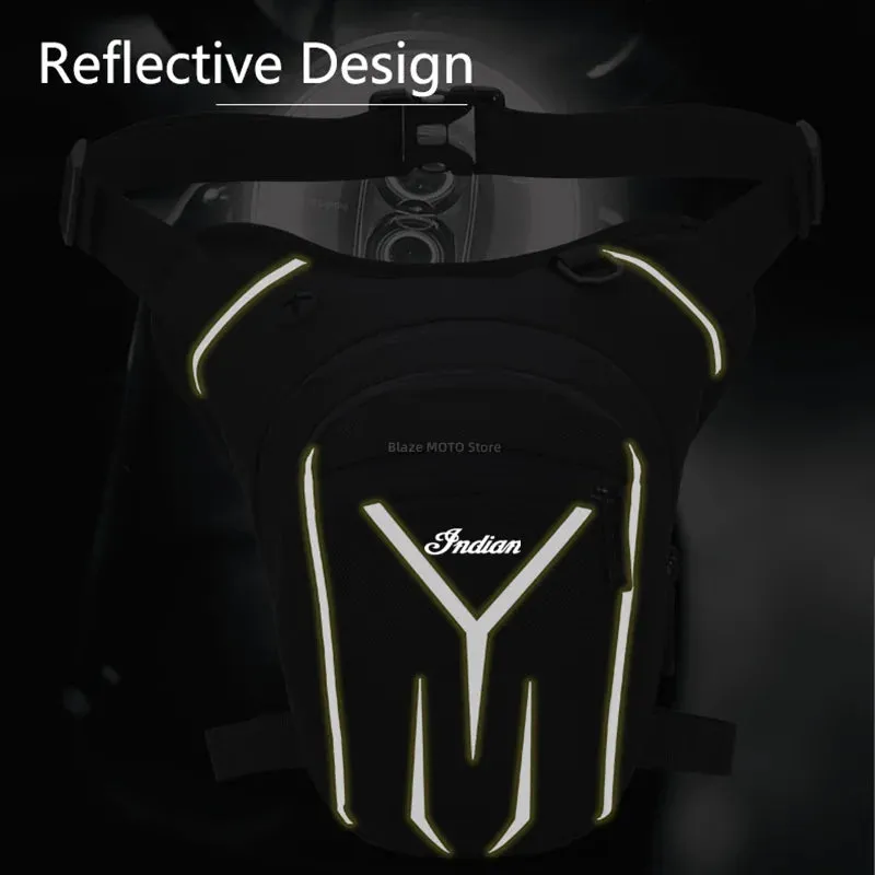 Indian Waterproof Drop Waist Leg Bag Motorcycle Bag Rainproof Reflective Earphone Hole Thigh Belt Tactical Travel Pack