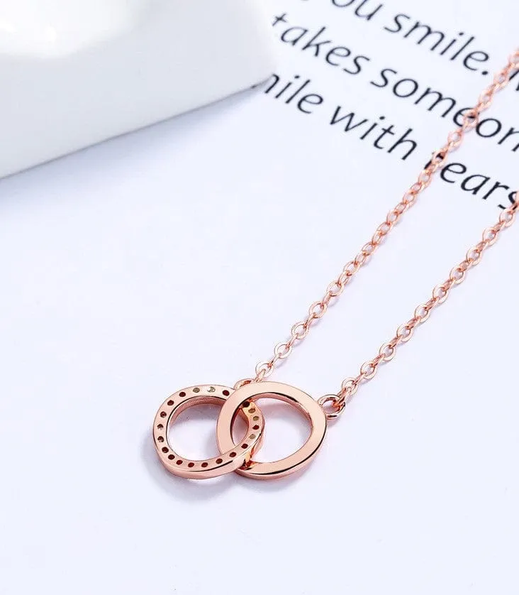 Interlocked Circles 925 Sterling Silver Necklace