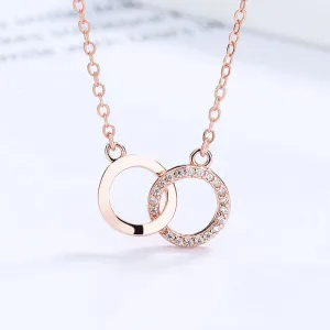 Interlocked Circles 925 Sterling Silver Necklace