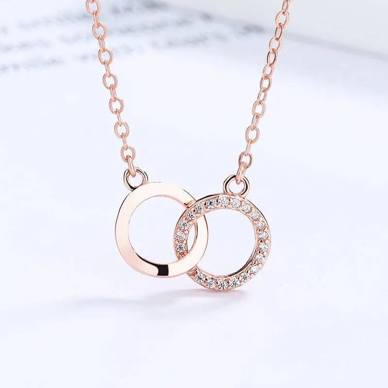 Interlocked Circles 925 Sterling Silver Necklace