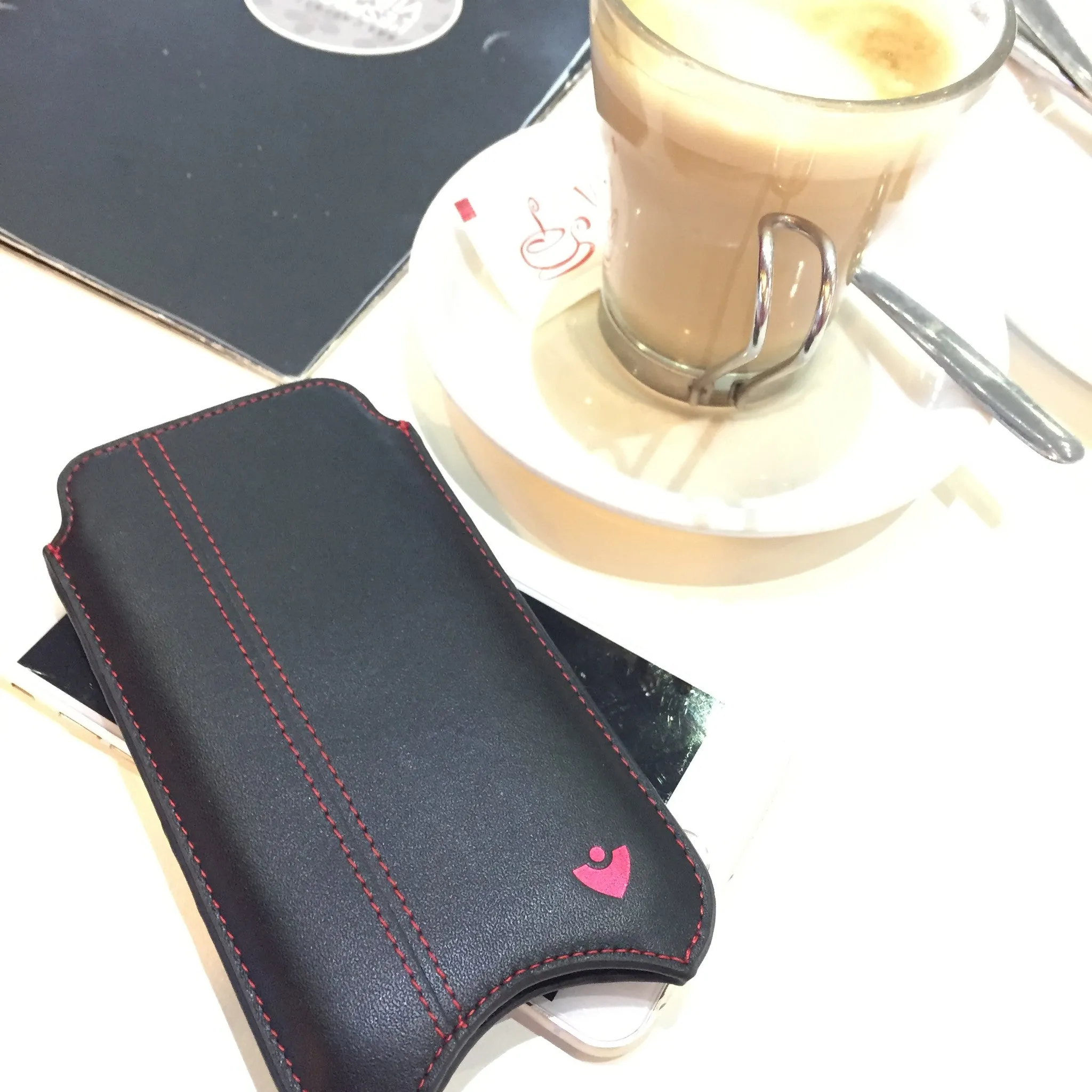 iPhone SE-1st Gen, 5 Sleeve Wallet Case in Black Leather | Screen Cleaning and Sanitizing Interior.