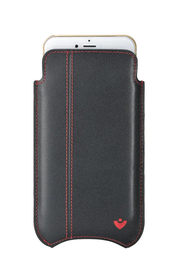 iPhone SE-1st Gen, 5 Sleeve Wallet Case in Black Leather | Screen Cleaning and Sanitizing Interior.