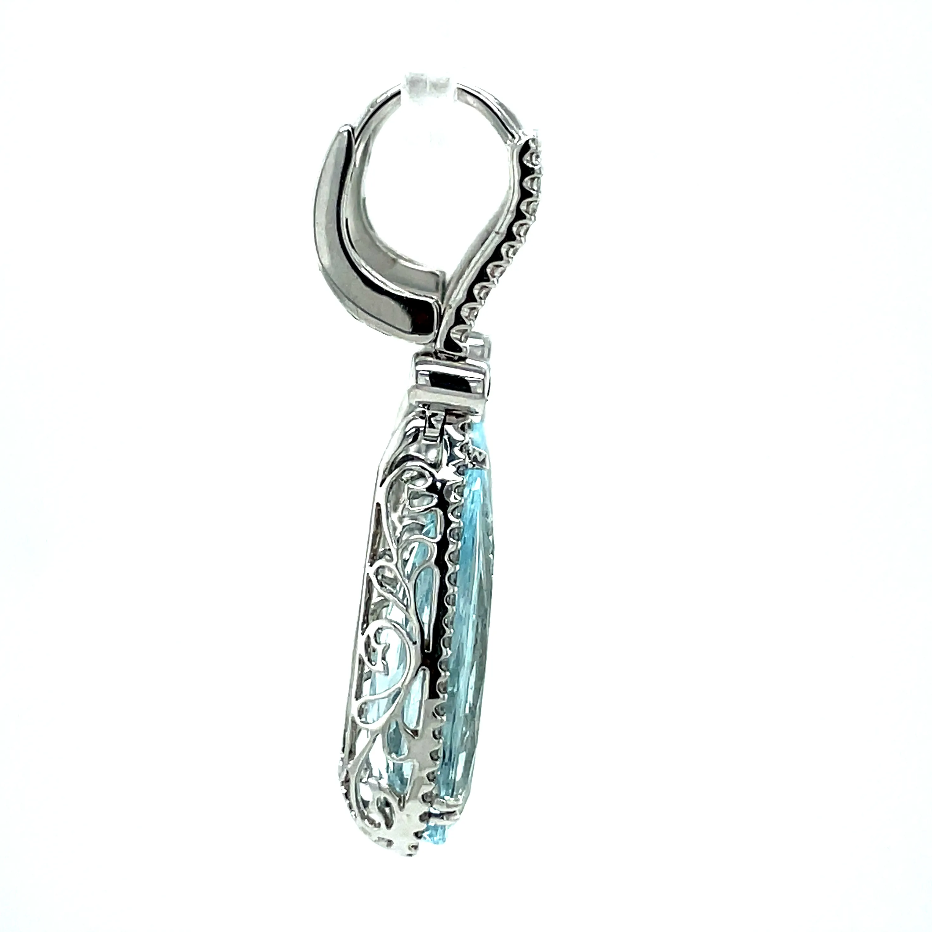 Italian Aquamarine & Diamond Pear Shape Earrings