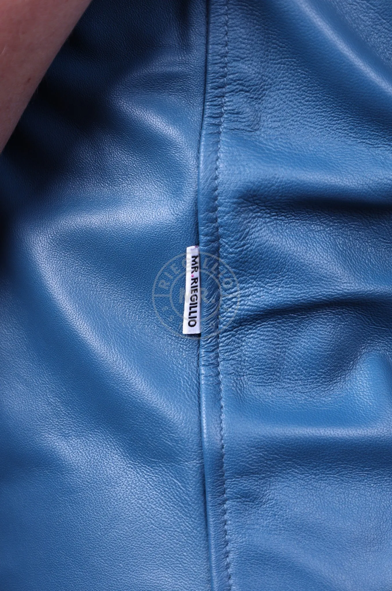 Jeans Blue Leather Shirt with Black Padding
