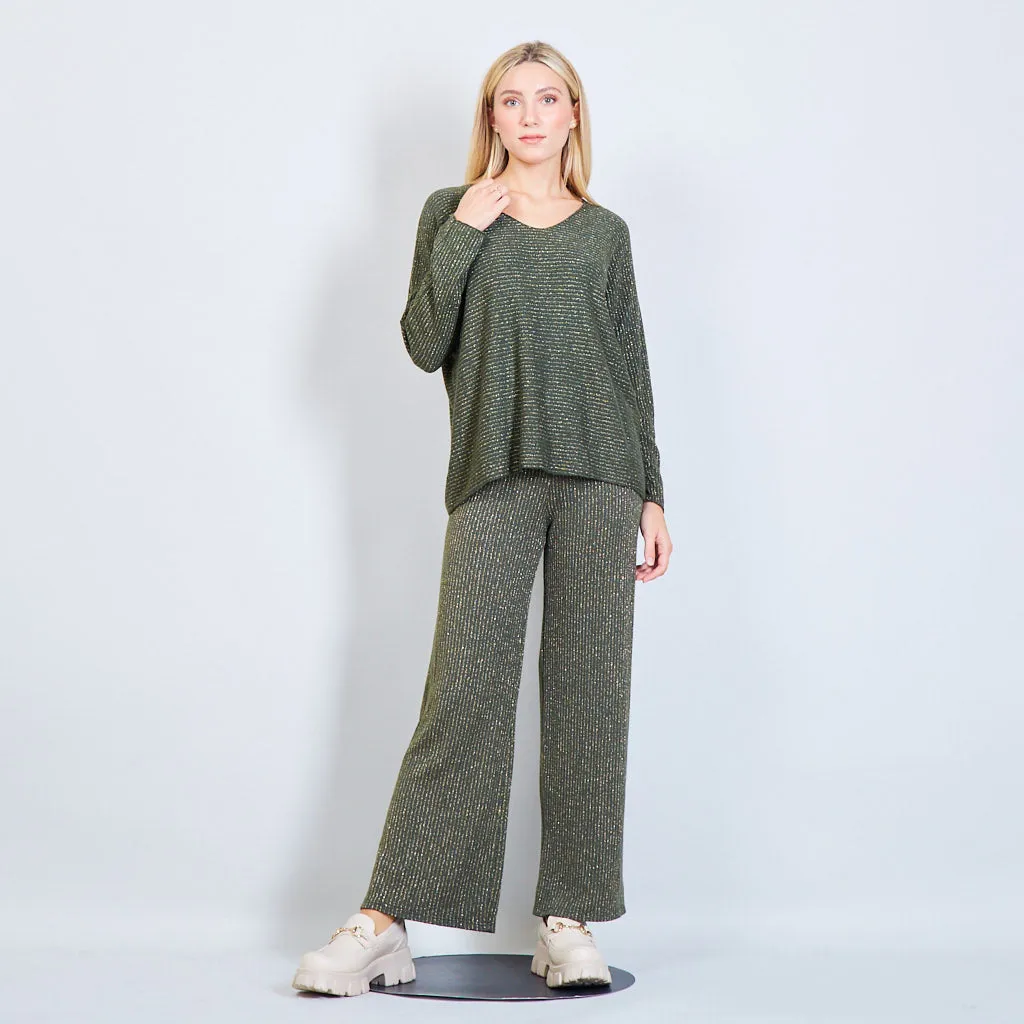 Knitted trouser with lurex details wholesale