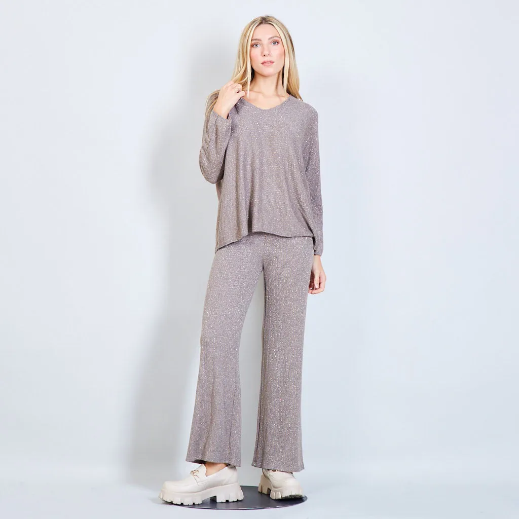 Knitted trouser with lurex details wholesale