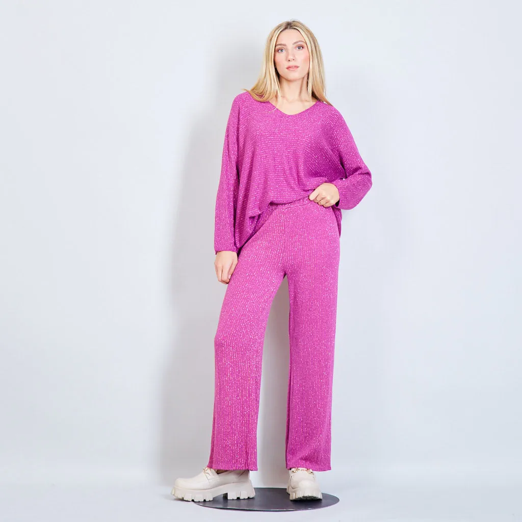 Knitted trouser with lurex details wholesale