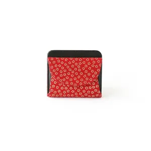 Koshu Inden Japanese Deerskin Leather with Urushi (Japanese Lacquer) Fold Wallet - Cherry Blossom / Red - ,  Made in Japan,  Japanese Leather Wallet