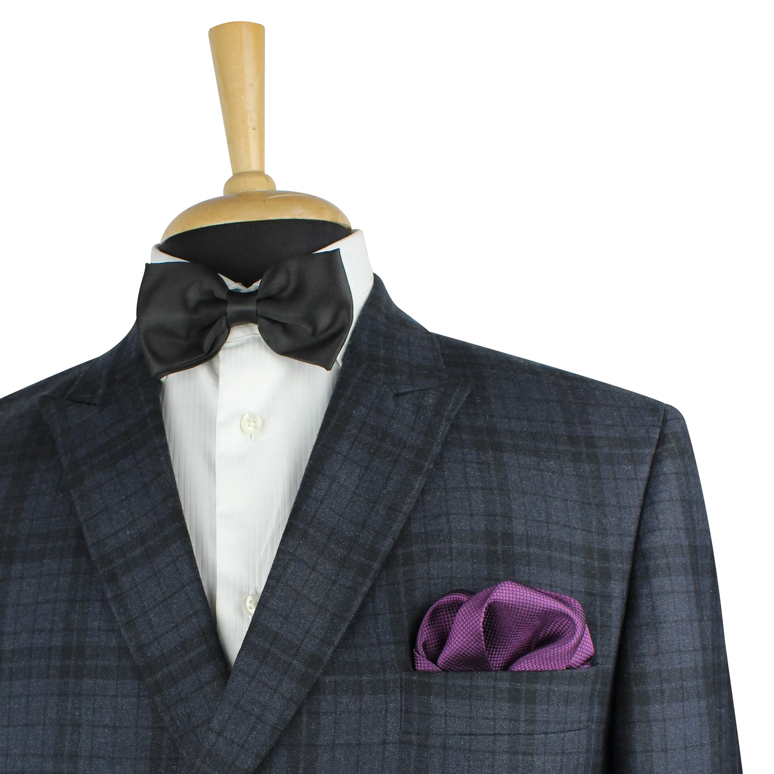 Kovove The Elegant Self Checkered Purple Necktie and Pocket Square Gift Box
