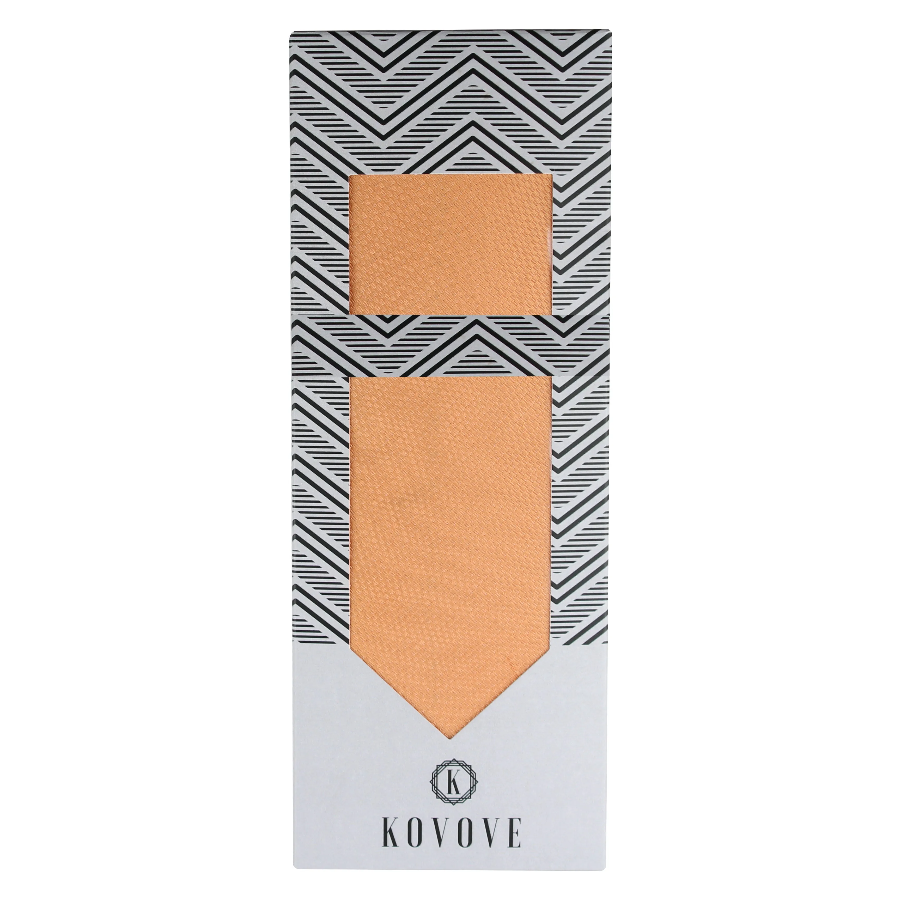 Kovove The Self Dash Line Orange Necktie and Pocket Square Gift Box