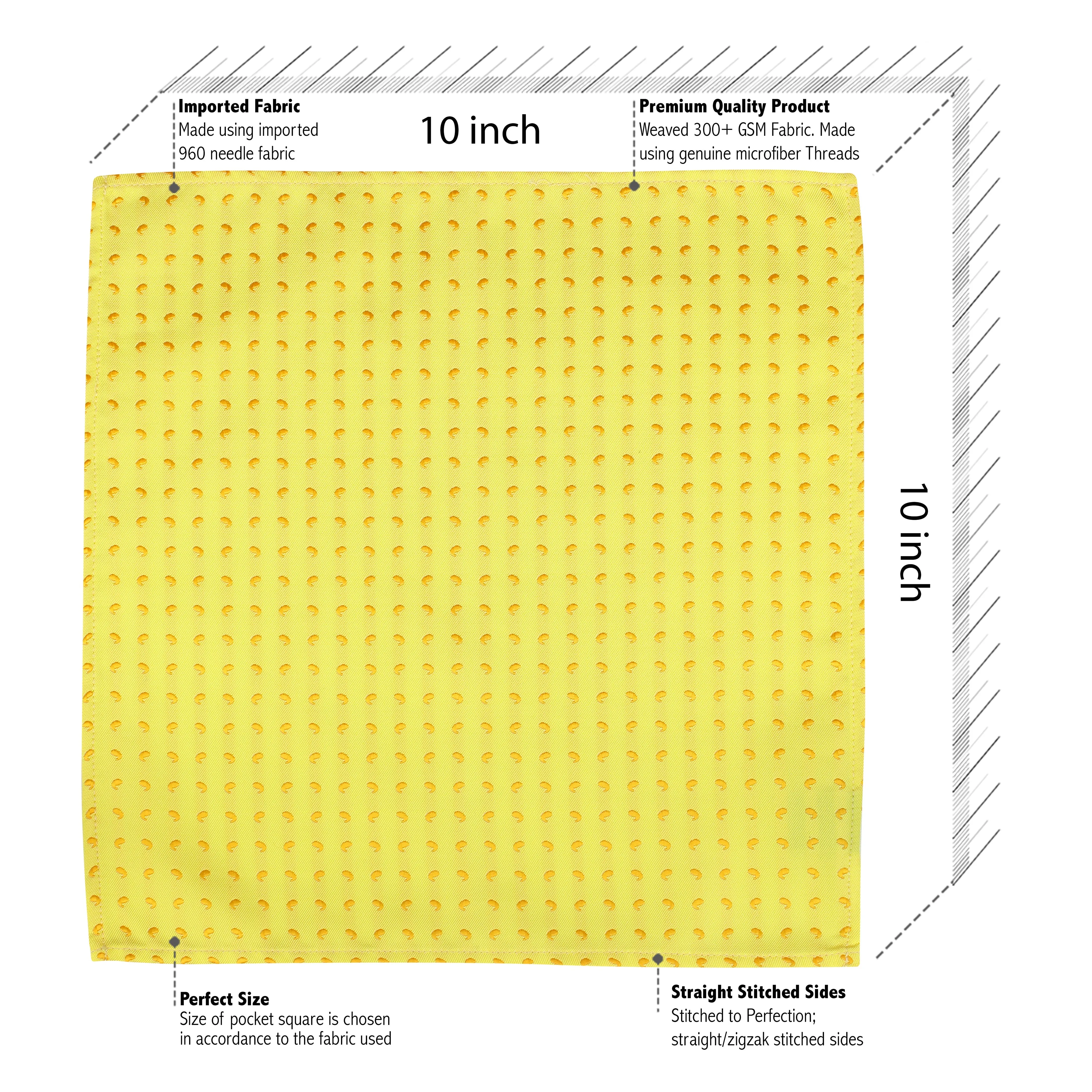 Kovove Yellow Paisley Pocket Square For Men