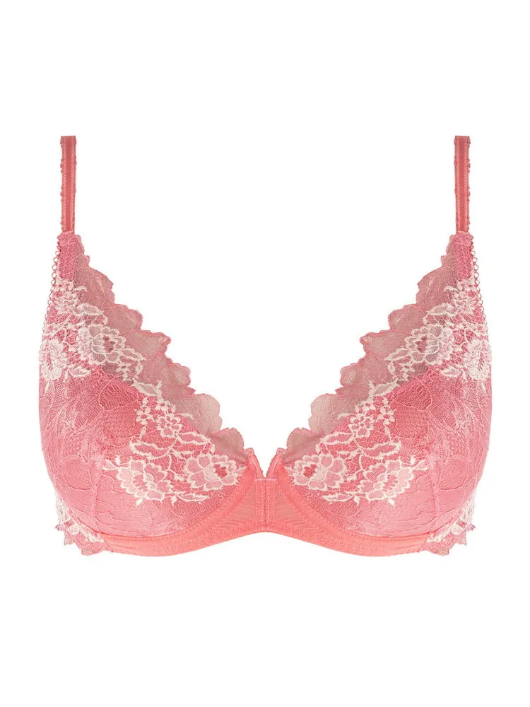 Lace Perfection Plunge Push Up Bra - Strawberry Ice