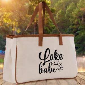 Lake Babe Cotton Canvas Chic Tote Bag Camping Tote Lake Lover Gift Tote Bag Outdoor Tote Multipurpose Tote