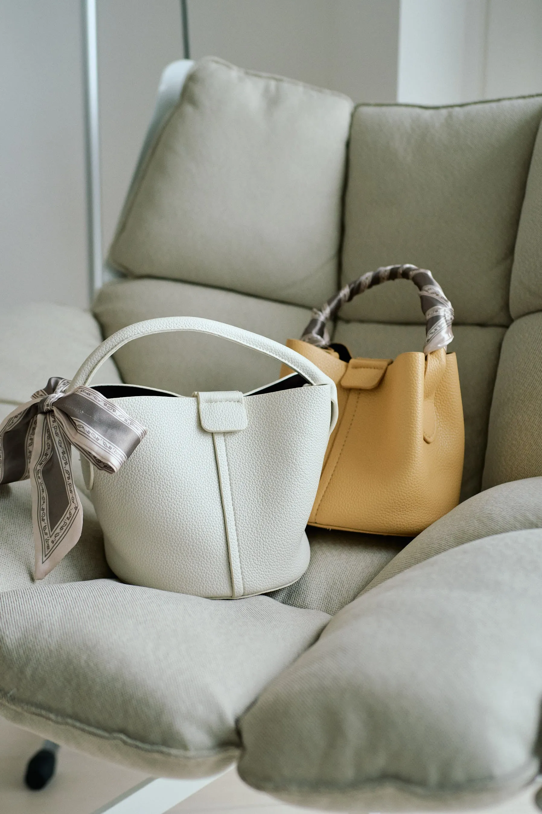 Leather bucket bag