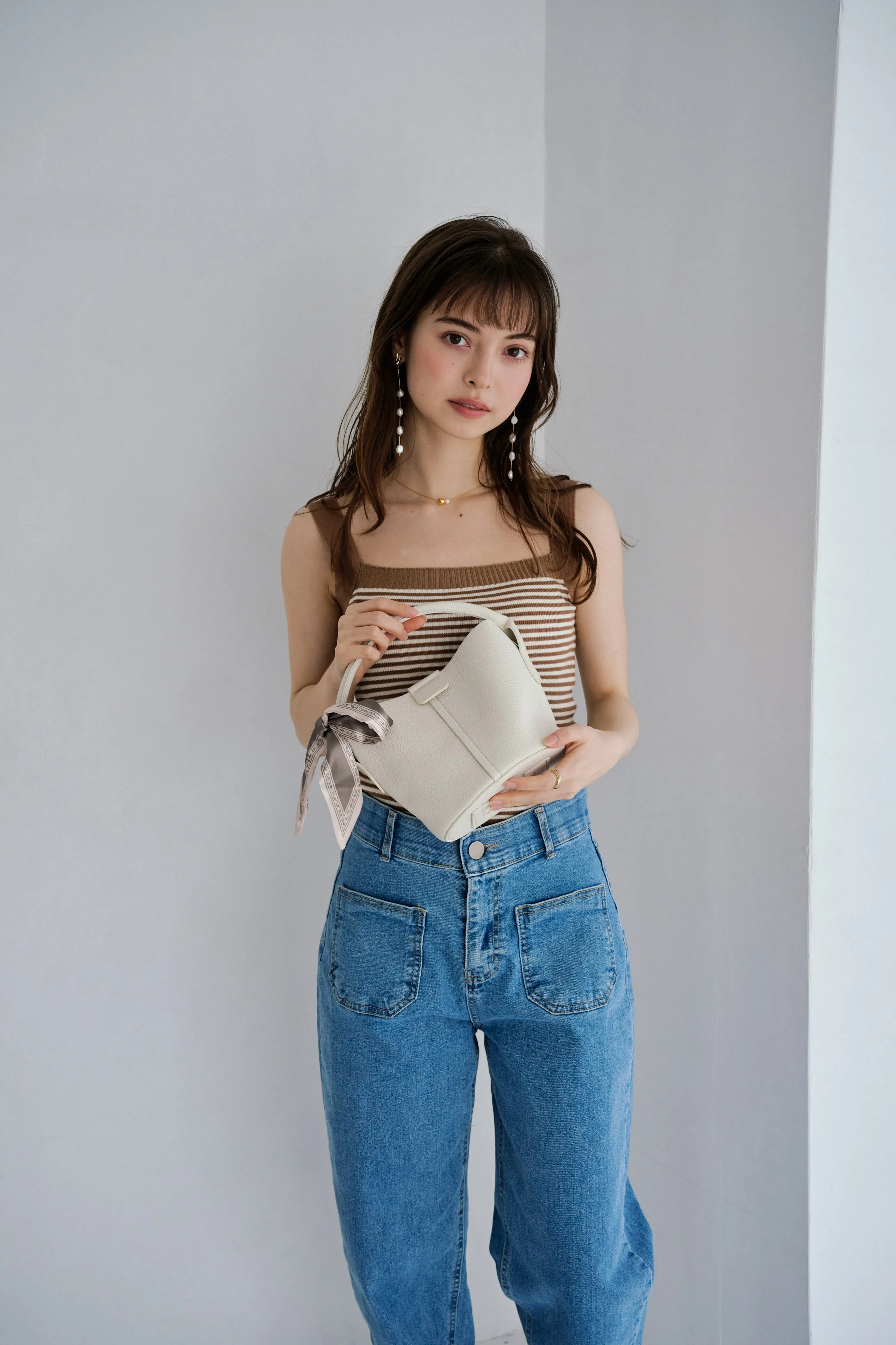 Leather bucket bag
