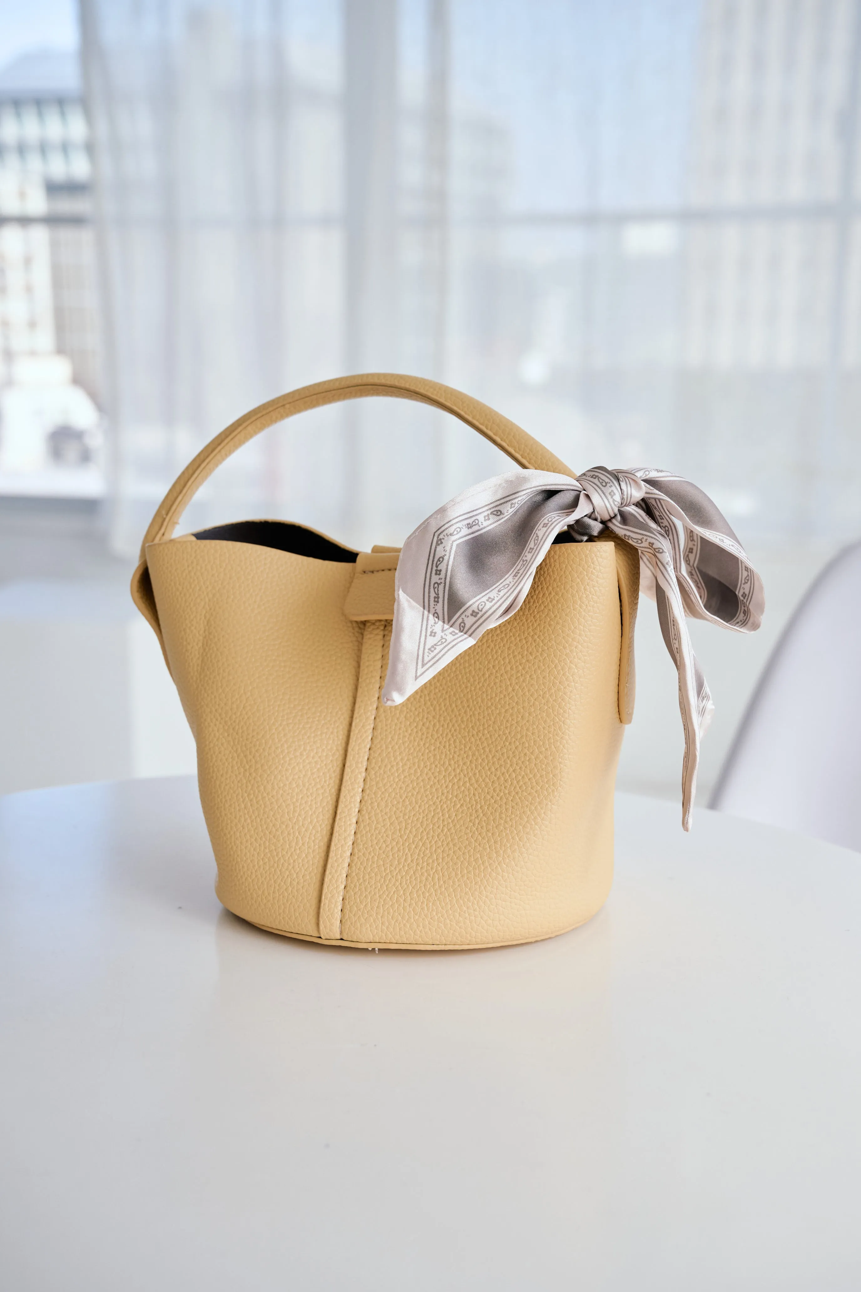 Leather bucket bag
