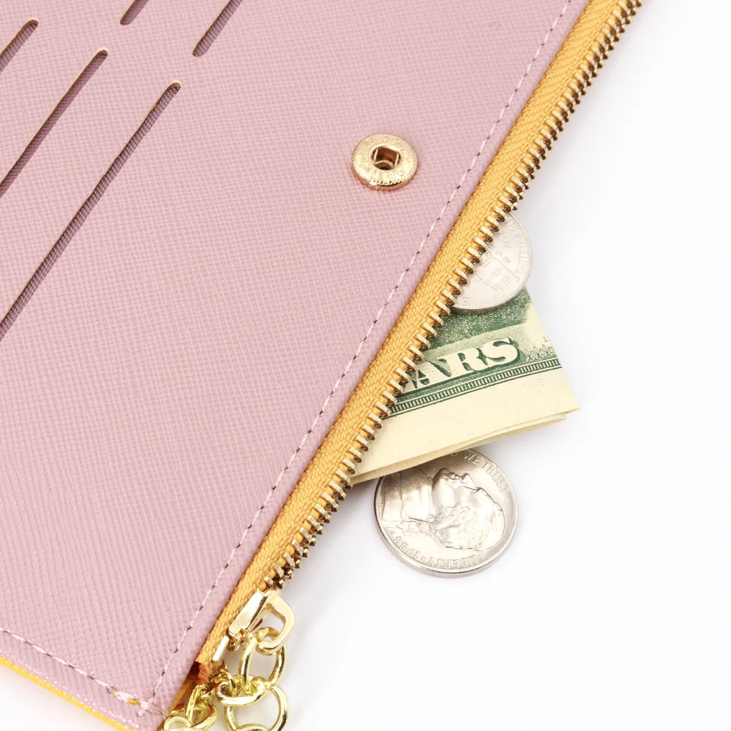 Leather Wallet for Women, Coin Purse Yellow