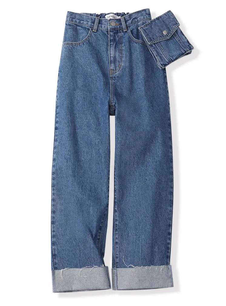LEDDIN DESIGN 90S STRAIGHT LEG JEANS WITH MATCHING BELT BAG