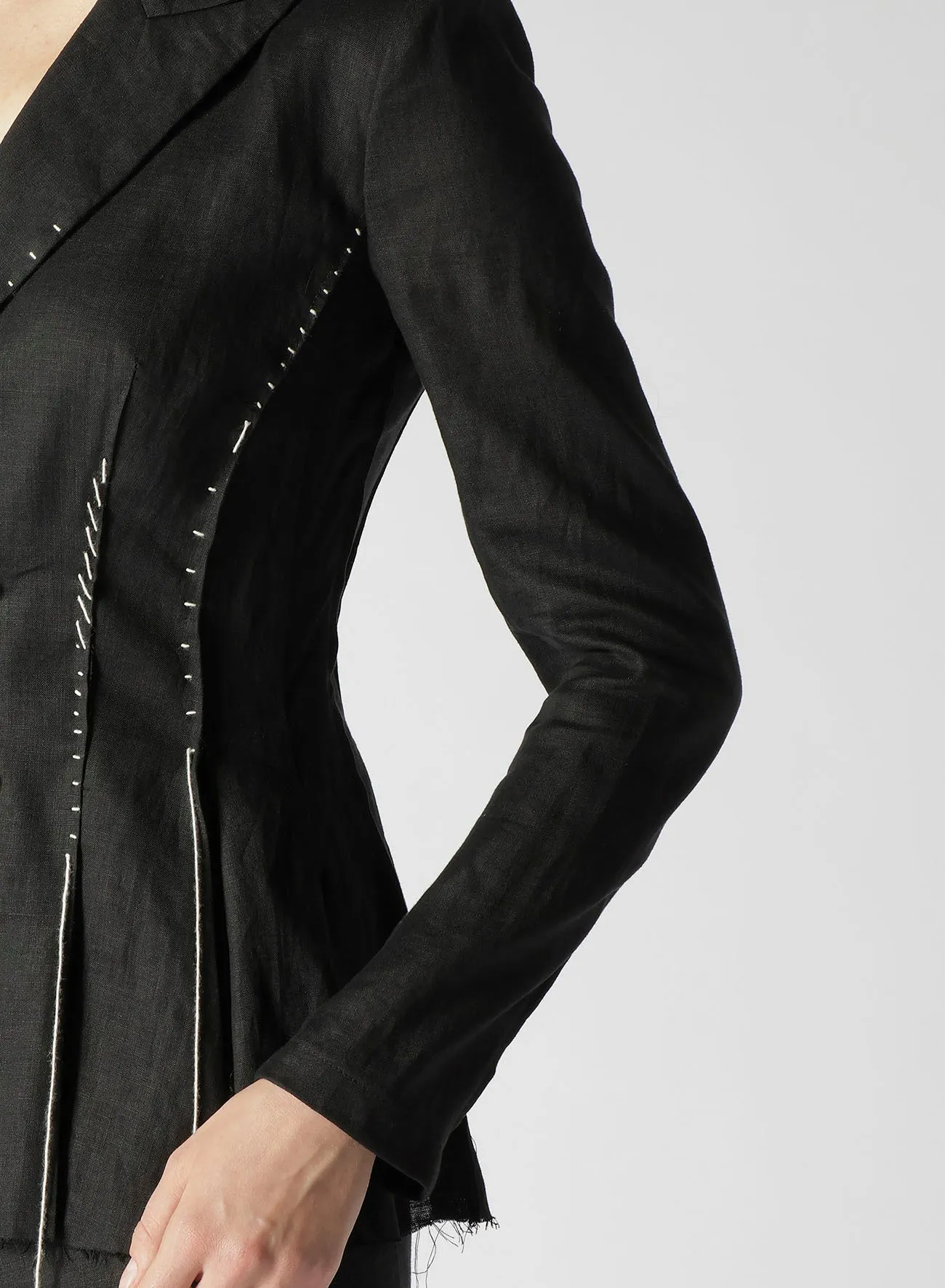 LINEN CLOTH 6B HAND STITCH DOUBLE JACKET