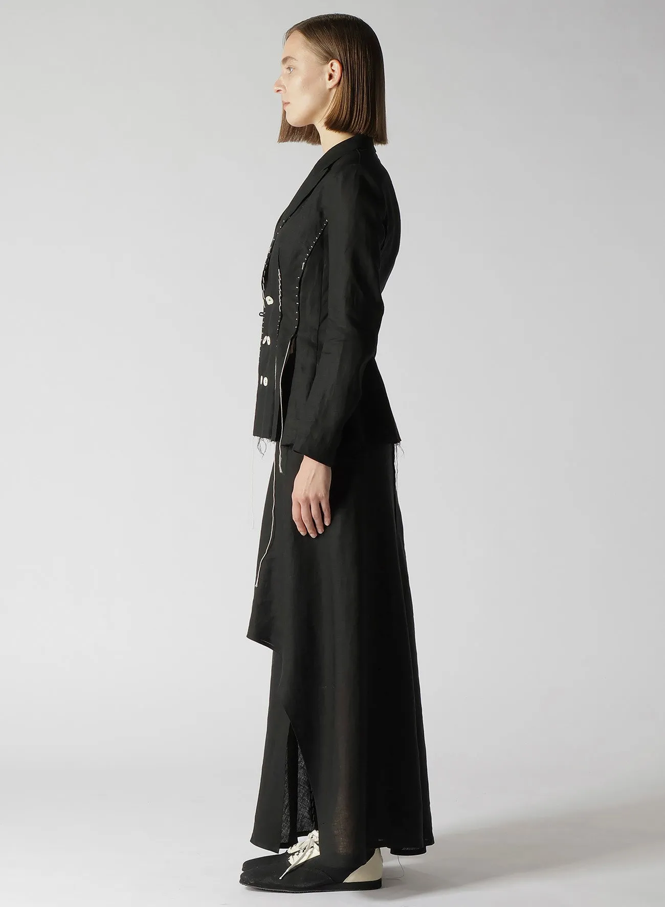 LINEN CLOTH 6B HAND STITCH DOUBLE JACKET