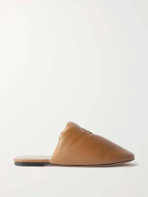 Logo embellished padded leather slides