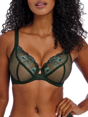 Loveland Sheer Plunge Bra - Deep Emerald