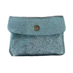 Maison Fanli Coin Purse in Metallic Aqua