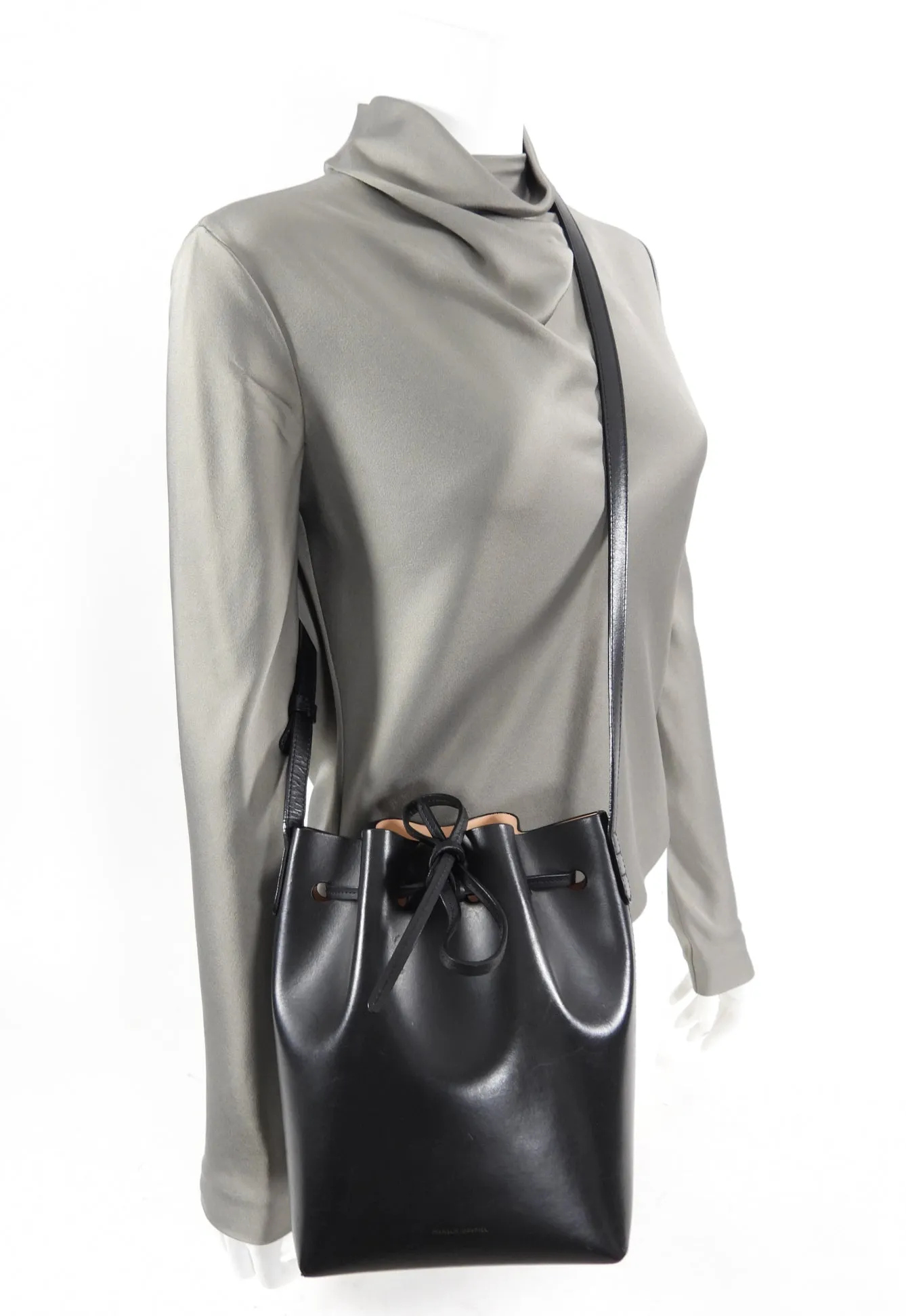 Mansur Gavriel Black Mini Drawstring Bucket Bag