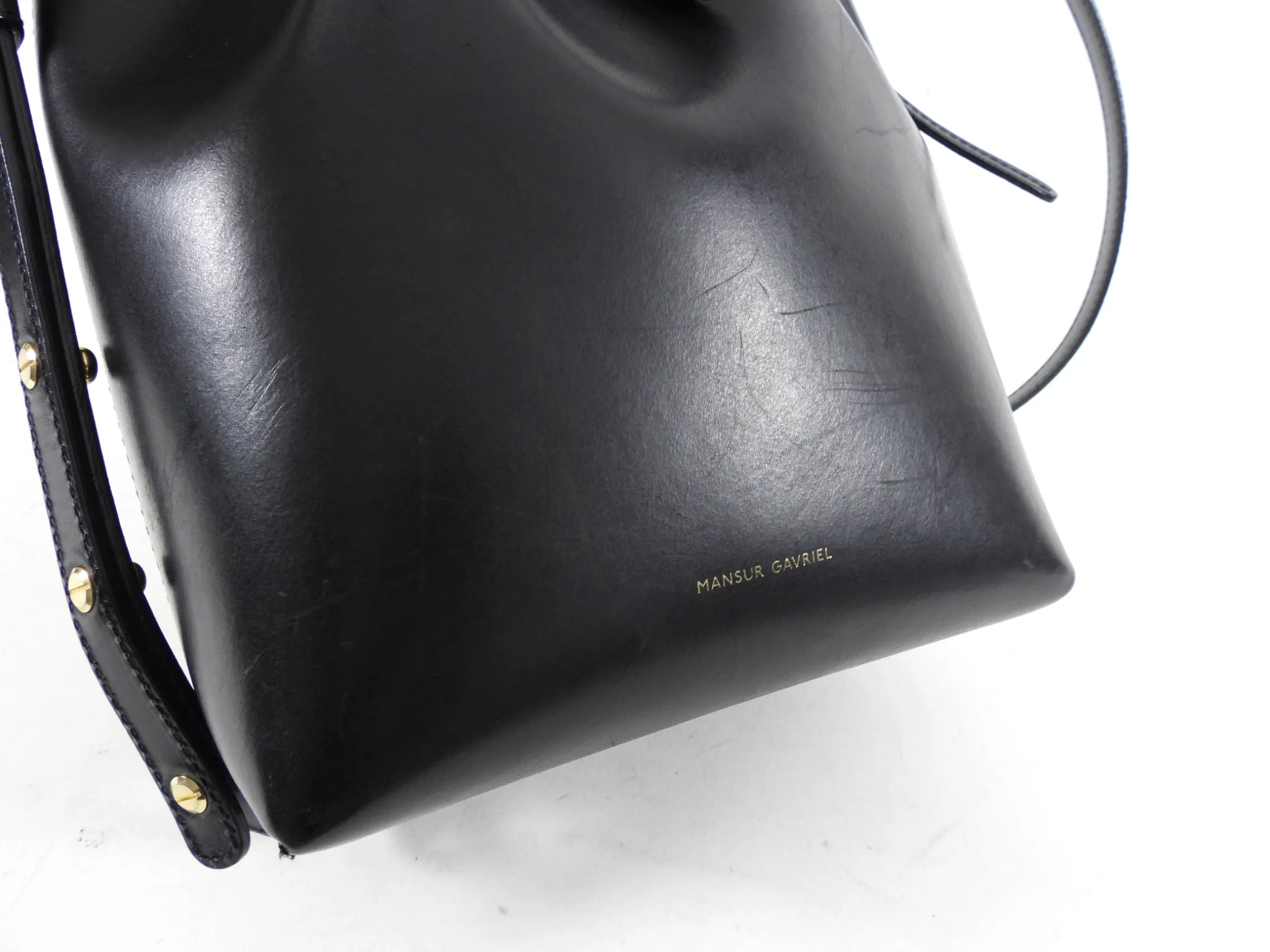Mansur Gavriel Black Mini Drawstring Bucket Bag