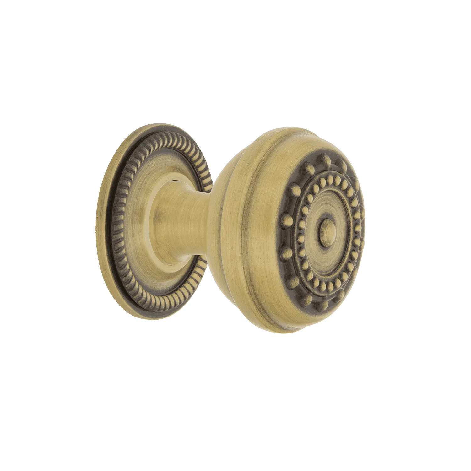 Meadows Brass 1 3/8" Cabinet Knob with Rope Rose in Antique Brass