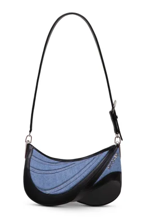 MEDIUM DENIM SPIRAL CURVE BAG 01 | MEDIUM BLUE/BLACK