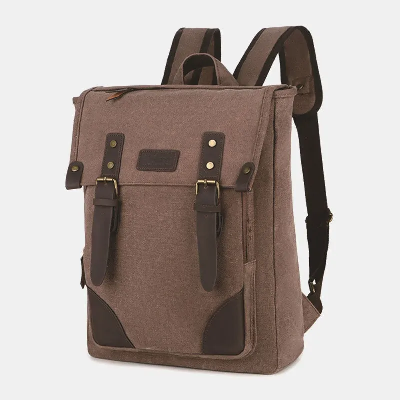 Men Casual Large Capacity Wear-Resistant Canvas Backpack Vintage  15.6 Inch Laptop Bag