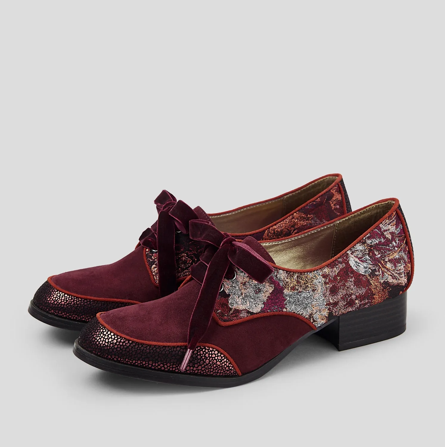 Micah Bordeaux Lace Up Flat Shoes by Ruby Shoo