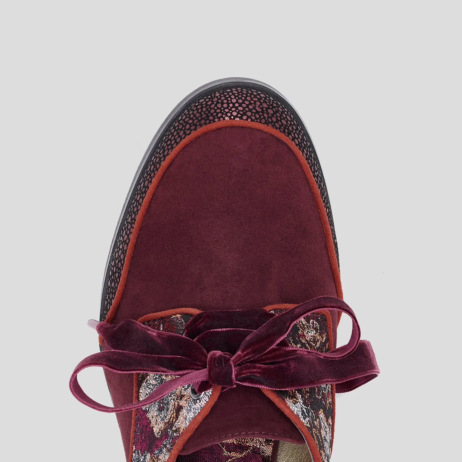 Micah Bordeaux Lace Up Flat Shoes by Ruby Shoo